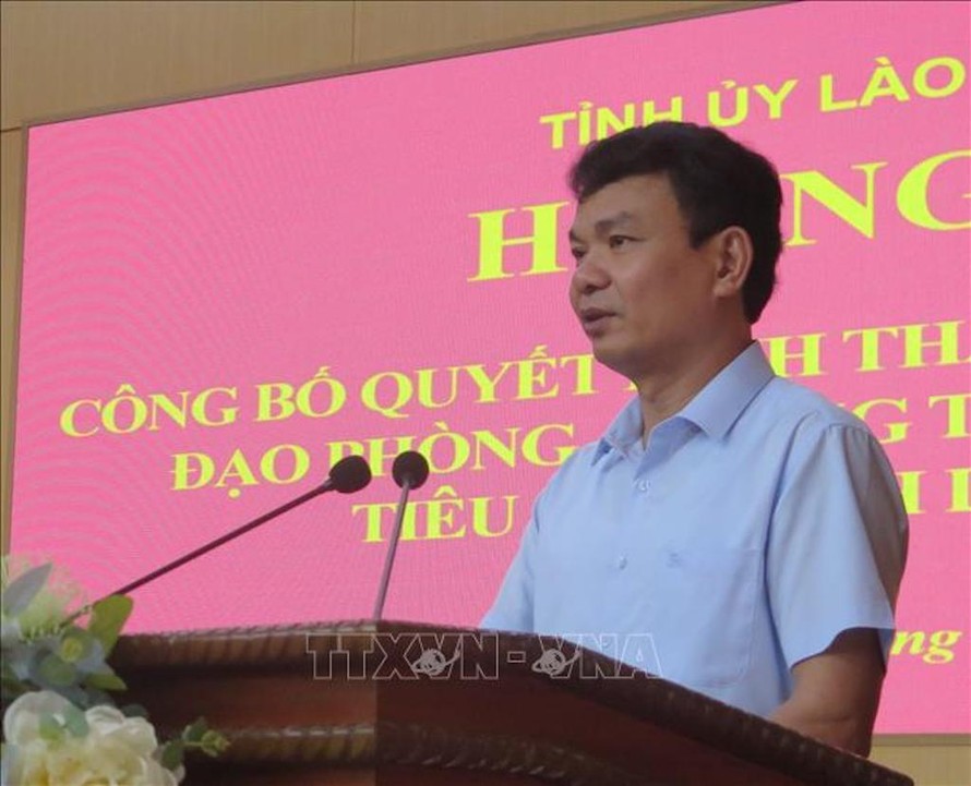 Bí thư Tỉnh ủy Lào Cai Đặng Xuân Phong, Trưởng ban phòng, chống tham nhũng, tiêu cực tỉnh Lào Cai phát biểu tại Hội nghị.