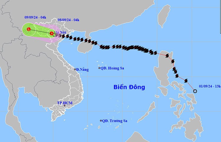 Vị trí và đường đi của áp thấp nhiệt đới. Ảnh: NCHMF