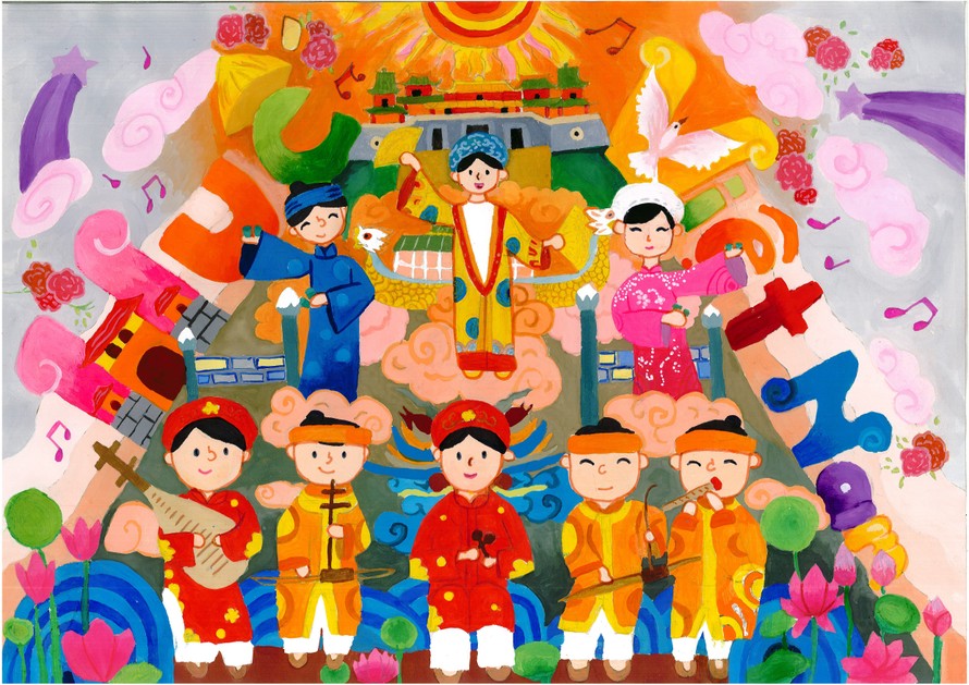 Tác phẩm “Huế – Một thoáng cố đô” của em Ngô Kỳ Hân (2014), Giải Nhất Bảng A (dưới 12 tuổi). 