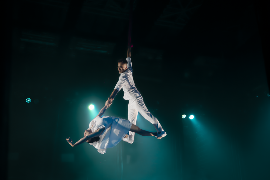 Cái nắm tay siết chặt trên cao biểu trưng cho kỹ thuật, sự tương hỗ và lòng tin yêu của hai nghệ sĩ.