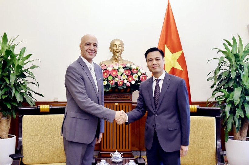 Thứ trưởng Bộ Ngoại giao Đặng Hoàng Giang tiếp Đại sứ Maroc tại Việt Nam Jamale Chouaibi. (Nguồn: Bộ Ngoại giao)