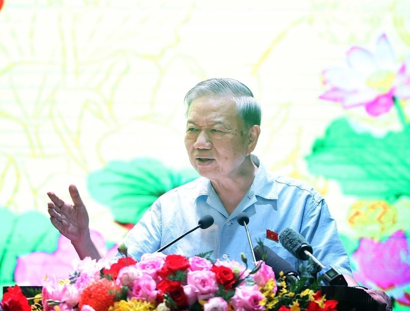 Tổng Bí thư Tô Lâm phát biểu.