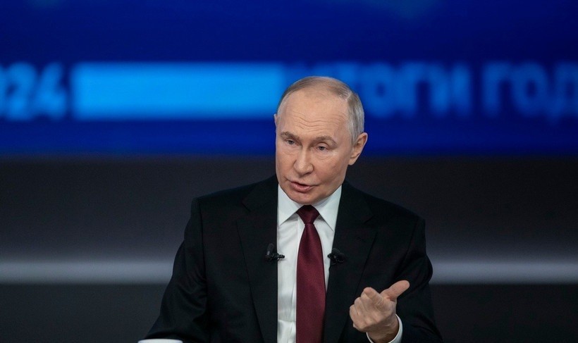 Tổng thống Nga Vladimir Putin phát biểu tại thủ đô Moskva. 