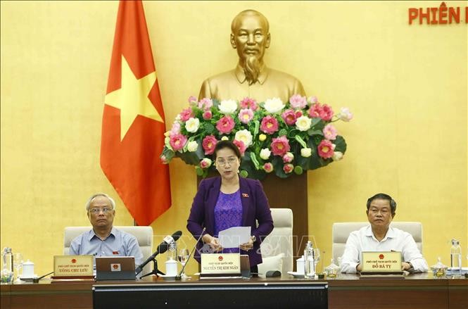 Chủ tịch Quốc hội Nguyễn Thị Kim Ngân phát biểu bế mạc. Ảnh: Văn Điệp/TTXVN