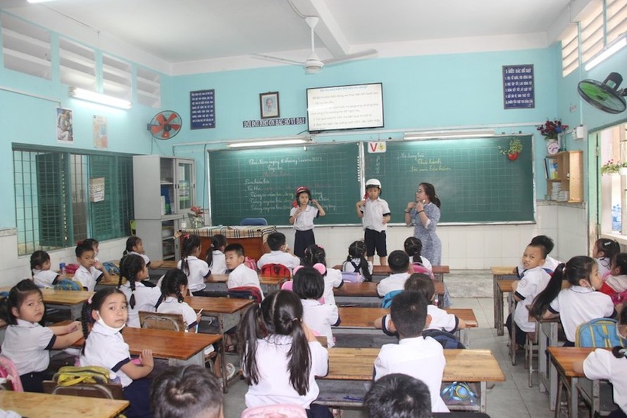 Giờ học của học sinh Trường tiểu học Hà Huy Giáp. (Ảnh minh hoạ)