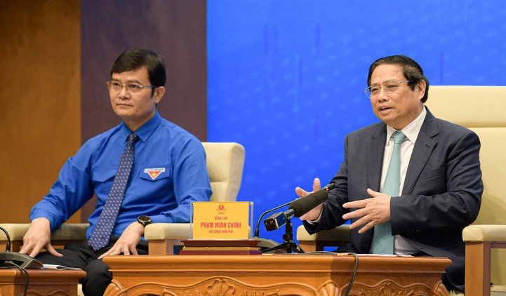 Thủ tướng Phạm Minh Chính gặp mặt và đối thoại với thanh niên nhân dịp kỷ niệm 93 năm Ngày thành lập Đoàn Thanh niên Cộng sản Hồ Chí Minh.