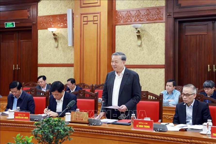 Tổng Bí thư Tô Lâm phát biểu. 