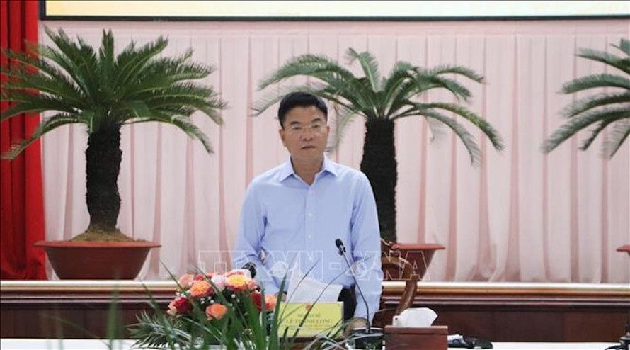 Phó Thủ tướng Lê Thành Long phát biểu tại buổi làm việc. 