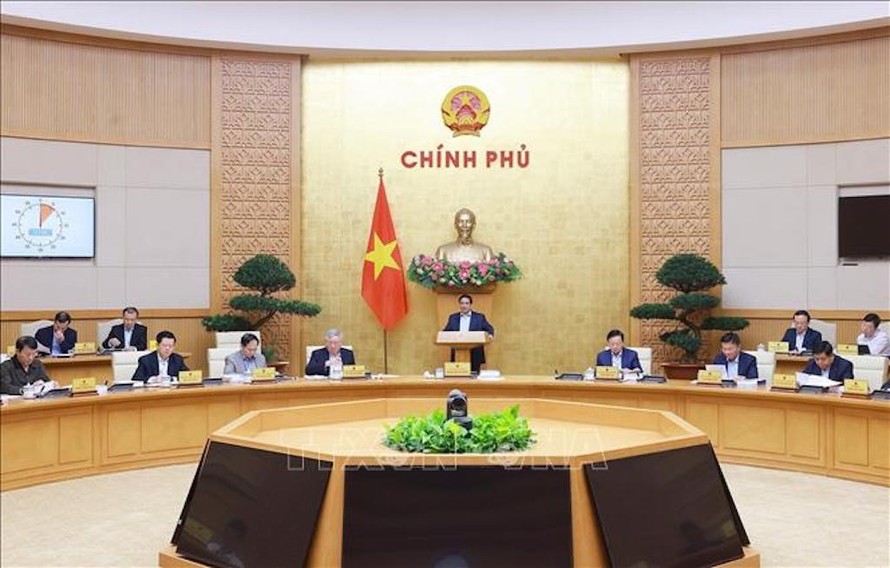 Thủ tướng Phạm Minh Chính chủ trì Phiên họp Chính phủ chuyên đề về xây dựng pháp luật tháng 4/2025. 
