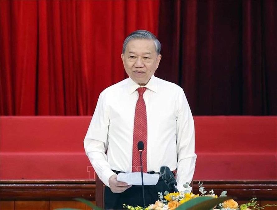 Tổng Bí thư Tô Lâm phát biểu.