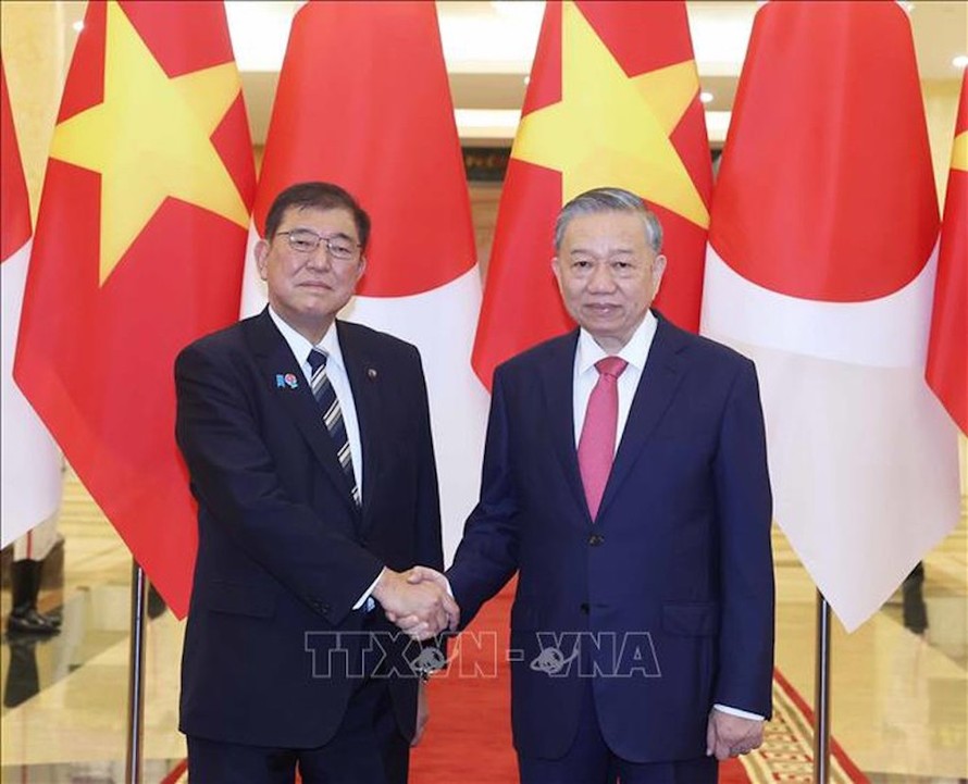 Tổng Bí thư Tô Lâm hội kiến Chủ tịch Đảng Dân chủ Tự do, Thủ tướng Nhật Bản Ishiba Shigeru. 