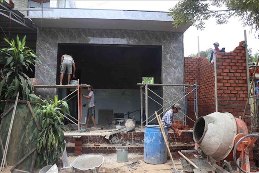 Nhà của bà Đoàn Thị Ánh Hồng, thương binh hạng 4/4, xã Đức Phú, thành phố Đà Nẵng đang trong giai đoạn hoàn thiện.