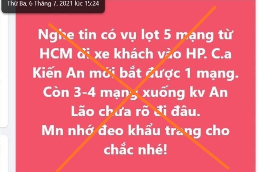 Bài viết vi phạm trên Fanpage có tên “Hải Phòng”. Ảnh: Sở Thông tin Truyền thông Hải Phòng