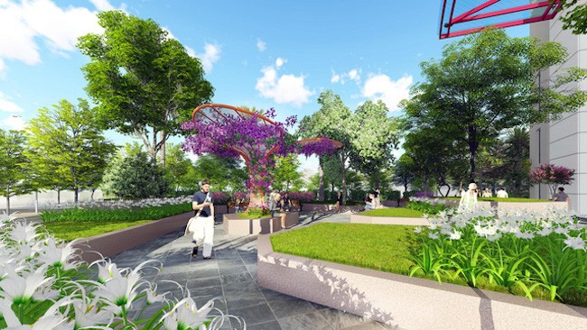 Phối cảnh góc sân vườn dự án Imperial Plaza 360 Giải Phóng
