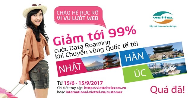 Viettel giảm tới 99% cước data roaming Nhật – Hàn – Úc 