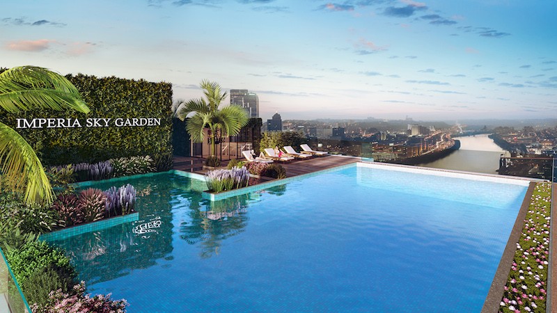 Bể bơi vô cực trên tầng mái dự án Imperia Sky Garden