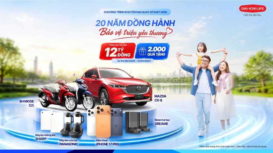 Dai-ichi Life Việt Nam triển khai chương trình khuyến mại “20 năm đồng hành bảo vệ yêu thương” 