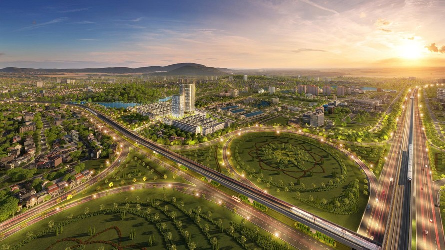 Phối cảnh dự án Hoa Lac Metro City- Khu đô thị TOD đầu tiên tại khu Tây Hà Nội.