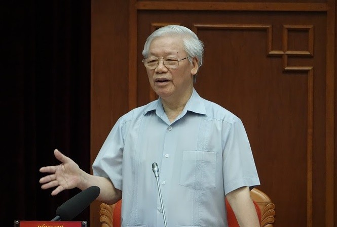 Tổng Bí thư, Chủ tịch nước Nguyễn Phú Trọng tại buổi gặp gỡ đảng viên trẻ. (Ảnh: Như Ý)