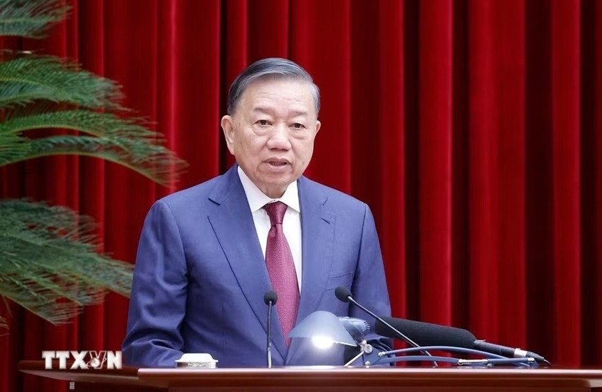 Tổng Bí thư, Chủ tịch nước Tô Lâm phát biểu khai mạc Hội nghị lần thứ ba Ban Chấp hành Trung ương Đảng khóa XIV. (Ảnh TTXVN)