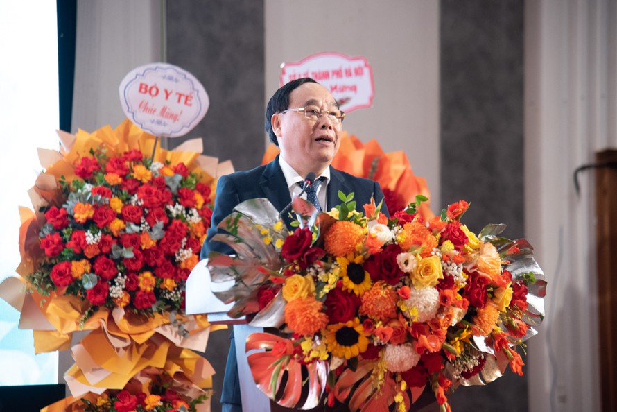 Thầy thuốc, PGS.TS Đậu Xuân Cảnh - Chủ tịch Hội Đông y Việt Nam phát biểu tại buổi lễ