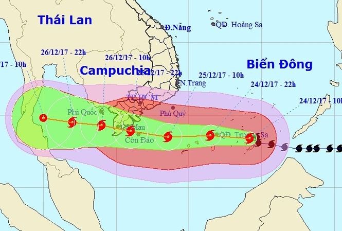 Bão Tembin nhiều khả năng sẽ gây ảnh hưởng lớn đến các tỉnh Nam Bộ