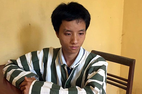 Cường tại cơ quan công an. Ảnh: Công an cung cấp.