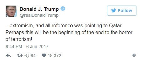 Dòng chia sẻ của Tổng thống D. Trump trên trang Twitter cá nhân