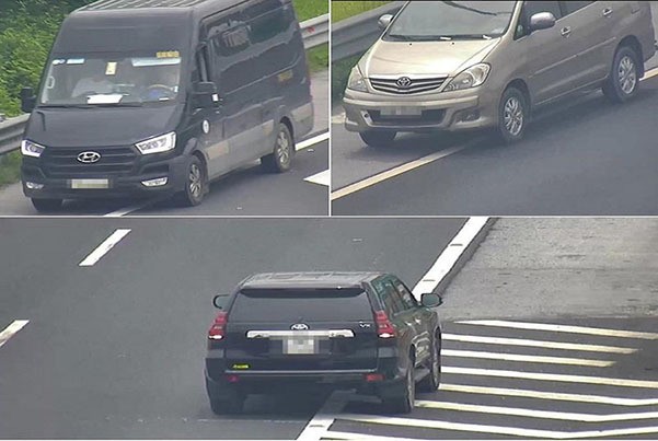 3 ô tô đi ngược chiều trên cao tốc Hà Nội - Hải Phòng. Ảnh: VietNamNet