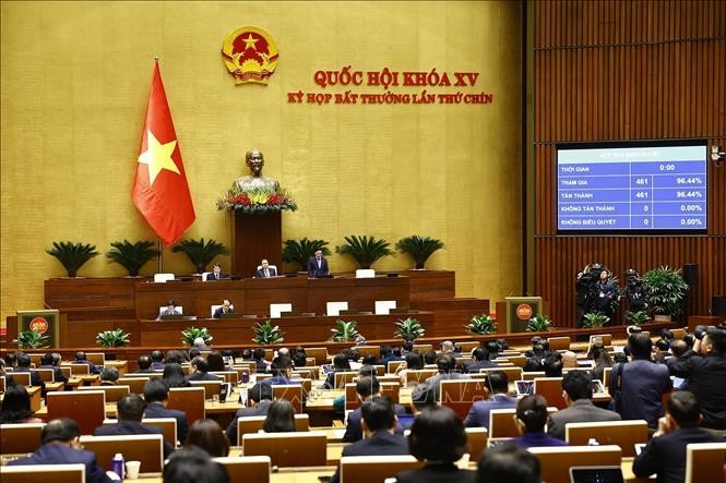 Quốc hội quyết thông qua Luật sửa đổi, bổ sung một số điều của Luật Tổ chức Quốc hội. Ảnh: Doãn Tấn/TTXVN.