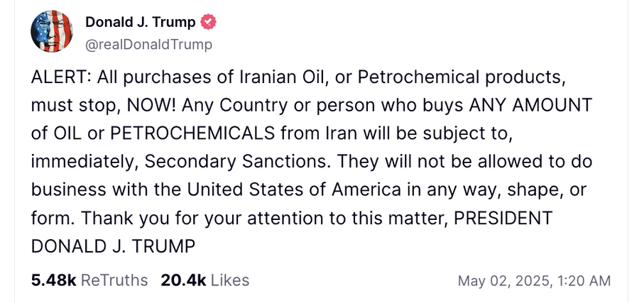 Tổng thống Mỹ Donald Trump công bố các lệnh trừng phạt toàn diện đối với Iran