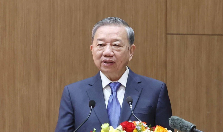 Tổng Bí thư Tô Lâm phát biểu.