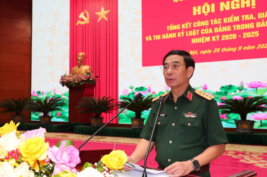 Đại tướng Phan Văn Giang, Ủy viên Bộ Chính trị, Phó Bí thư Quân ủy Trung ương, Bộ trưởng Bộ Quốc phòng phát biểu