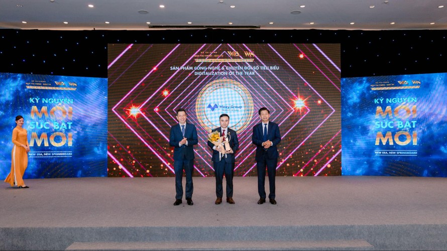 Với hệ sinh thái công nghệ bất động sản toàn diện, Meey Group được vinh danh ở hạng mục “Sản phẩm công nghệ & chuyển đổi số tiêu biểu”. Ảnh: Meey Group