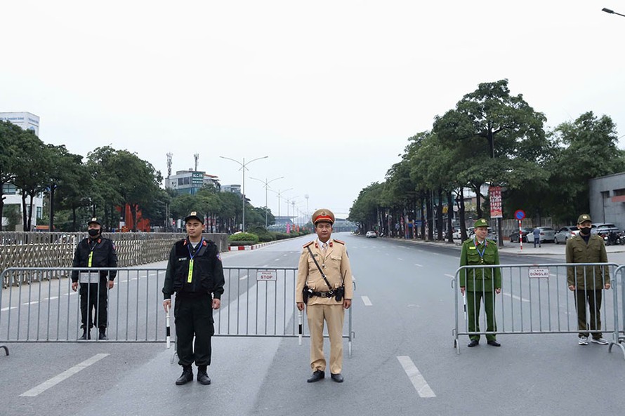 Bảo đảm trật tự, an toàn giao thông phục vụ sơ duyệt, diễn tập phương án bảo vệ Đại hội XIV của Đảng
