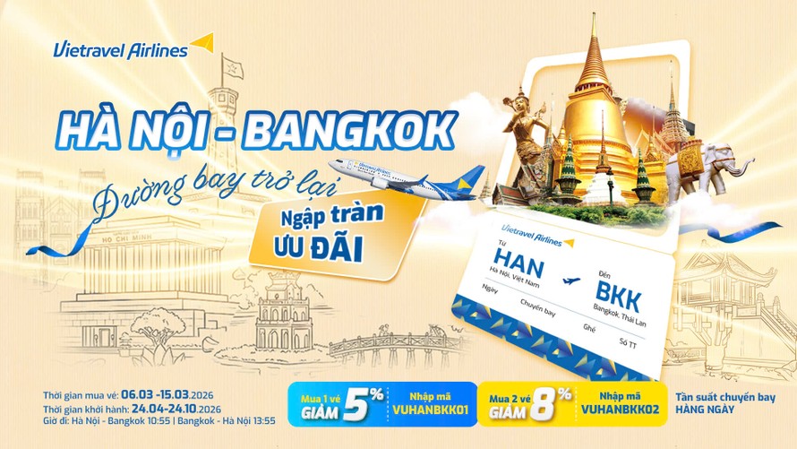 Vietravel Airlines mở bán trở lại đường bay Hà Nội – Bangkok