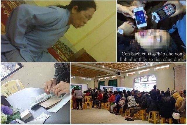 Người dân xếp hàng thỉnh "oan gia trái chủ" tại chùa Ba Vàng. (Ảnh: Báo Lao Động)