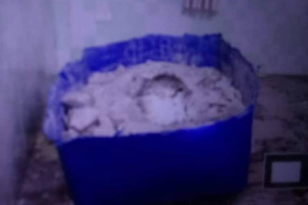 Chiếc bồn nhựa để bên trong nhà