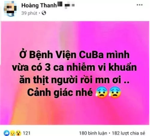 Thông tin về vi khuẩn ăn thịt người đăng tải trên mạng xã hội khiến nhiều người hoang mang. - Ảnh: Báo Nhân Dân