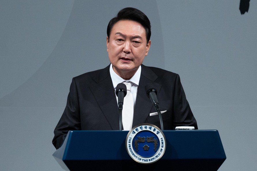 Tổng thống Hàn Quốc Yoon Suk Yeol phát biểu tại Seoul hôm 10/5. - Ảnh: AFP.
