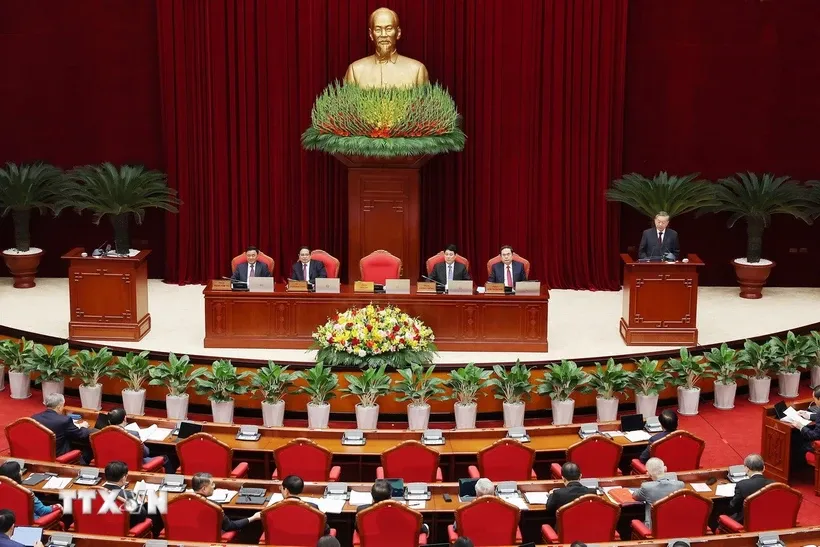 Tổng Bí thư Tô Lâm phát biểu khai mạc Hội nghị lần thứ 11 Ban Chấp hành Trung ương Đảng khóa XIII. Ảnh: TTXVN