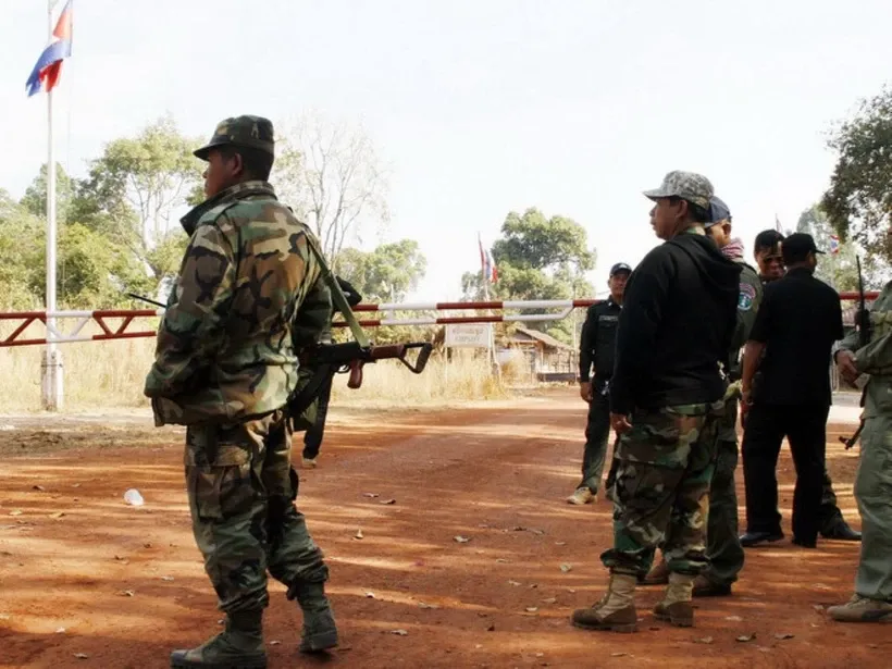 Binh sỹ Campuchia tại khu vực thuộc tỉnh Odar Meanchey, thuộc biên giới Campuchia-Thái Lan. Nguồn: AFP/TTXVN