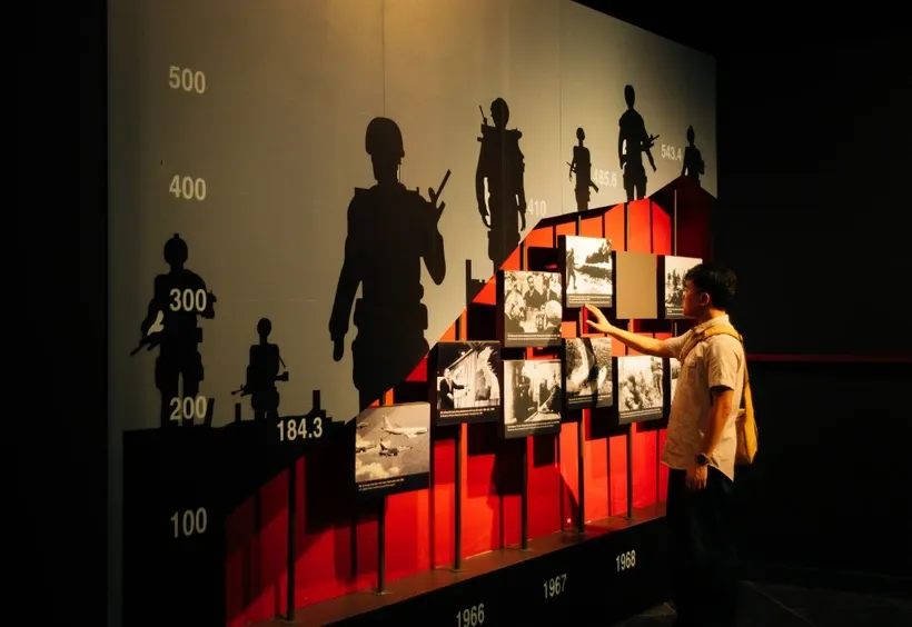 Du khách tham quan Bảo tàng lịch sử quân sự Việt Nam. Ảnh: Vương Công Nam/Vietnam+