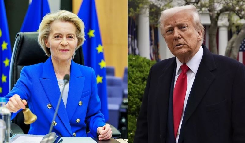 Chủ tịch Ủy ban châu Âu (EC) Ursula von der Leyen và Tổng thống Mỹ Donald Trump. Nguồn: AP