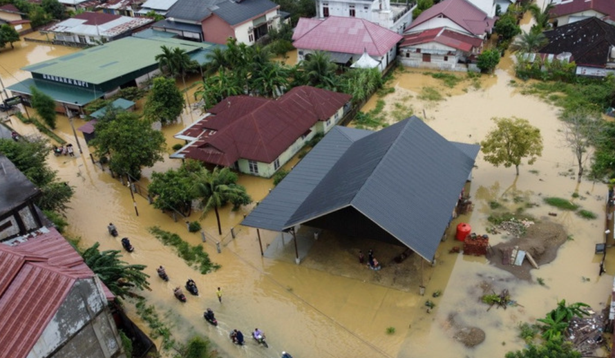 Khu vực bị ngập lụt tại tỉnh Aceh, Indonesia ngày 27/11/2025.