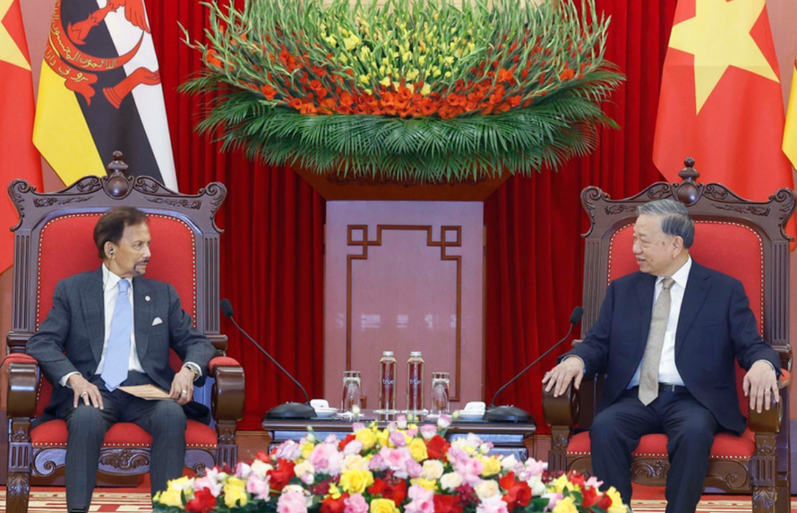 Tổng Bí thư Tô Lâm tiếp Quốc vương Brunei Haji Hassanal Bolkiah.
