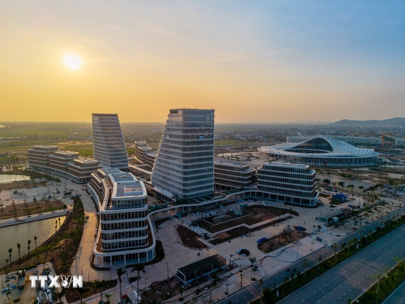 Công trình Trung tâm Chính trị Hành chính và công trình Trung tâm Hội nghị-Biểu diễn thành phố Hải Phòng. Ảnh: Hoàng Ngọc/TTXVN