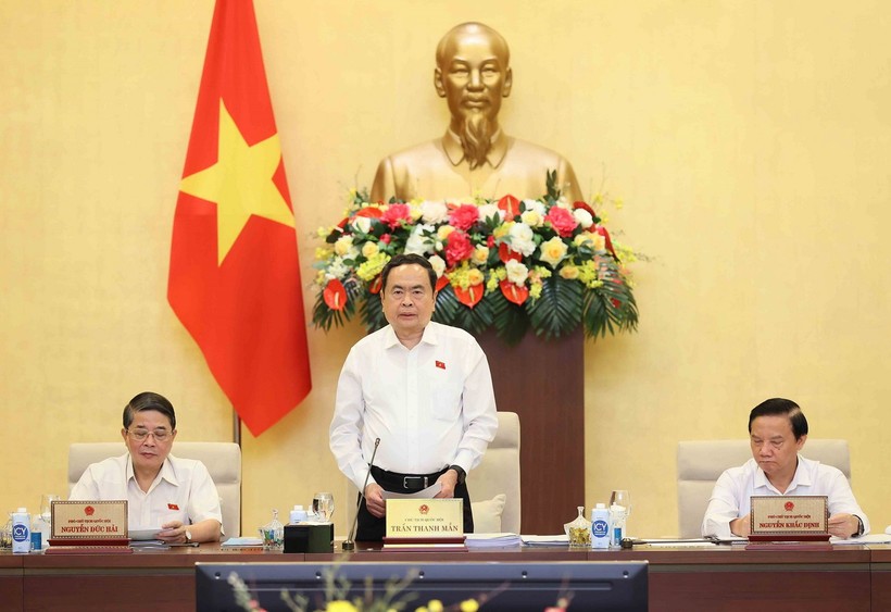 Chủ tịch Quốc hội Trần Thanh Mẫn phát biểu khai mạc Phiên họp thứ 35 của Ủy ban Thường vụ Quốc hội. Ảnh: An Đăng/TTXVN