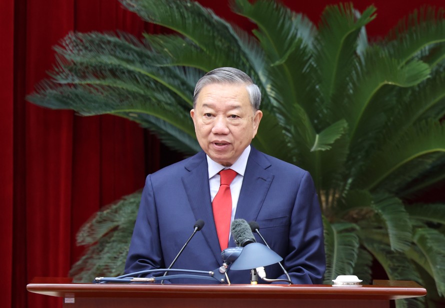 Tổng Bí thư Tô Lâm phát biểu khai mạc Hội nghị lần thứ hai Ban Chấp hành Trung ương Đảng khóa XIV.