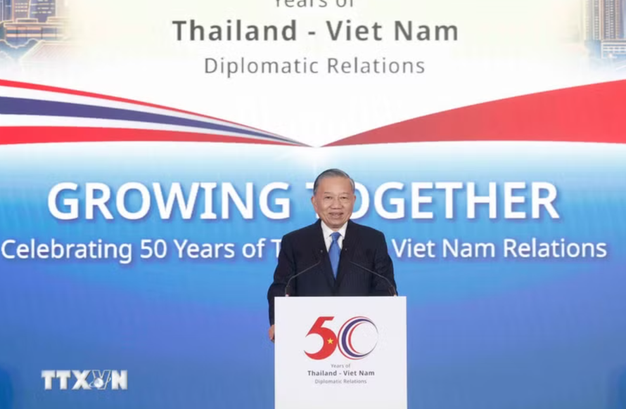 Tổng Bí thư, Chủ tịch nước Tô Lâm phát biểu tại Diễn đàn Doanh nghiệp Việt Nam-Thái Lan. 